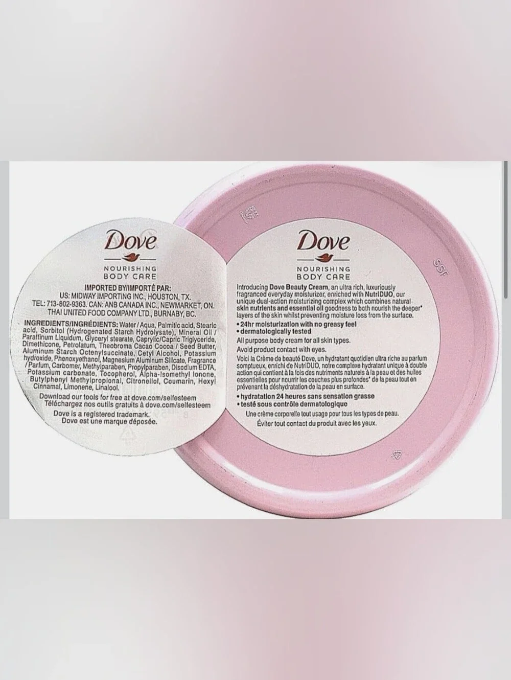 Case Of 12 Dove Nourishing Body Care Face Hand and Body Beauty Cream 2.53oz